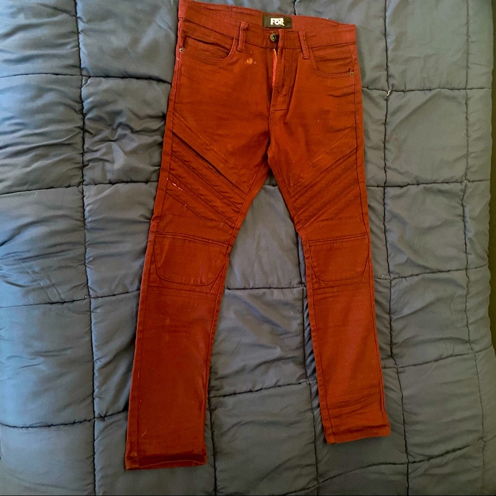MENS FBRK moto jeans burgundy 36x34 pre owned